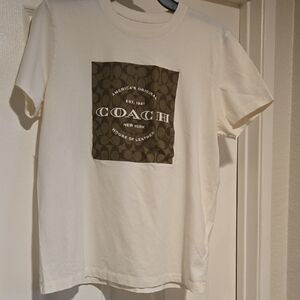 Coach Cream T-Shirt with Brown Logo